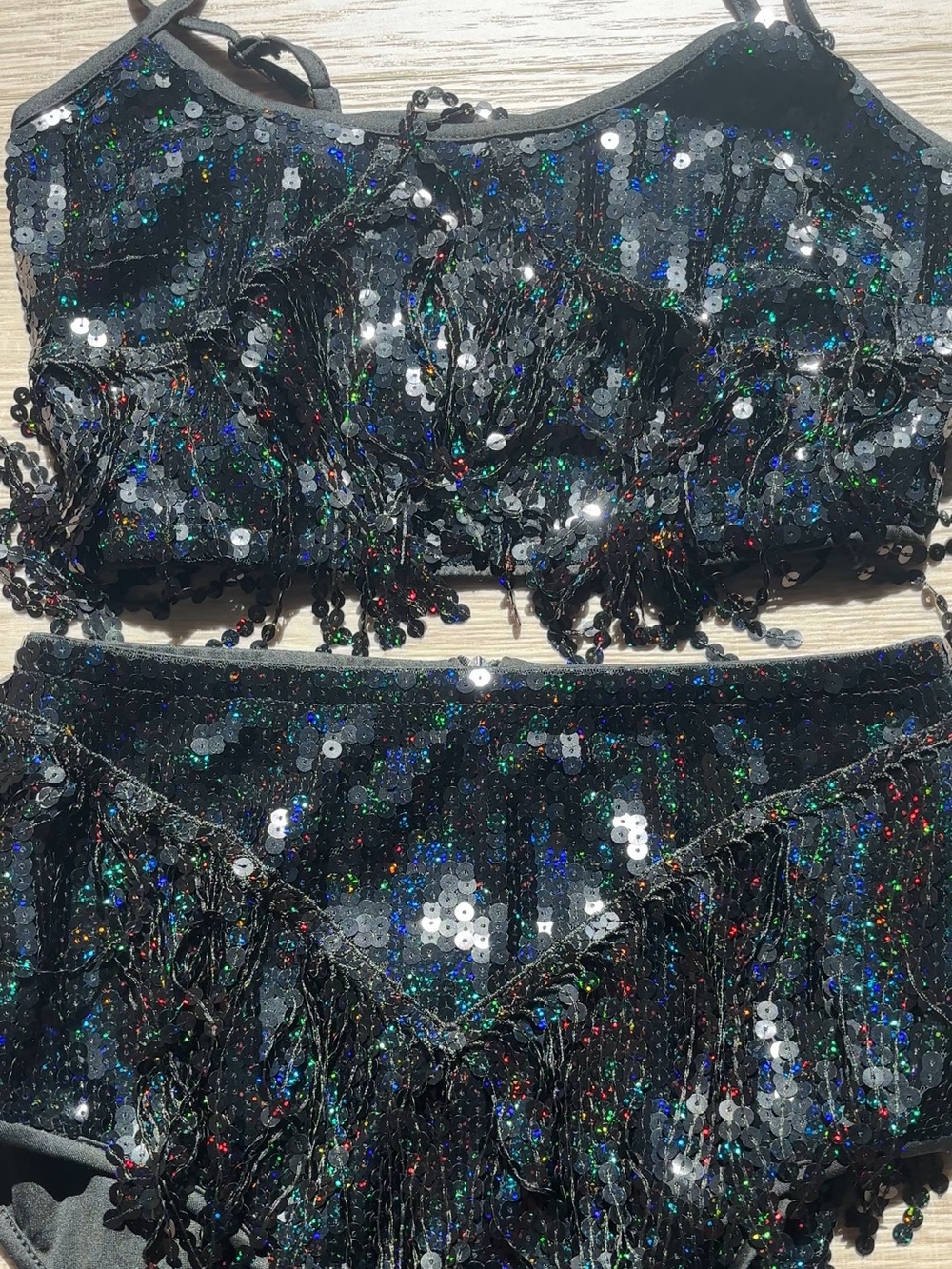 Black Sequin Fringe  Set